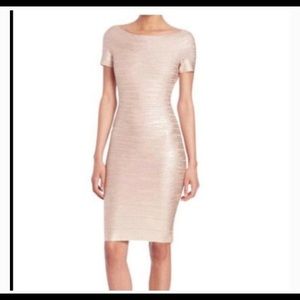 Herve Leger rose pink dress